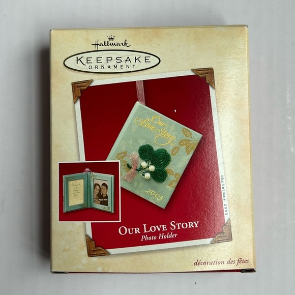 HALLMARK Keepsake Ornament 2003 Photo Holder OUR LOVE STORY Christmas Ornament - Picture 1 of 2